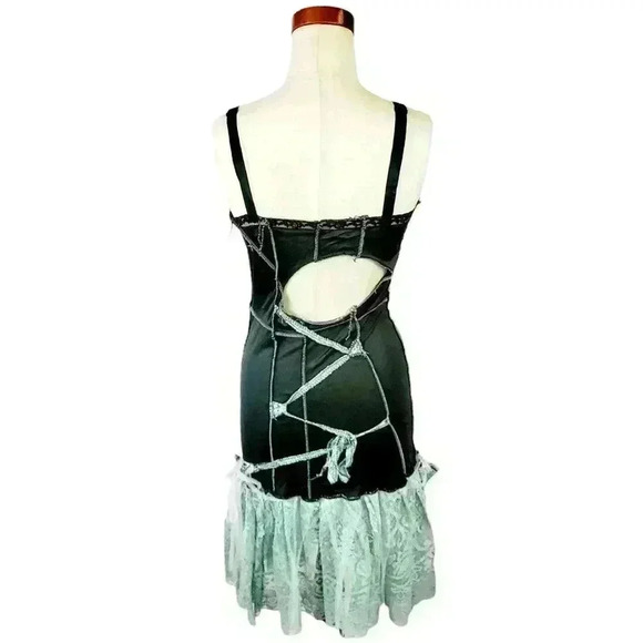 RARE Early 2000s WearyDrearies Slip Dress Trashed DIY Skater Upcycled OOAK S/M - Picture 3 of 8